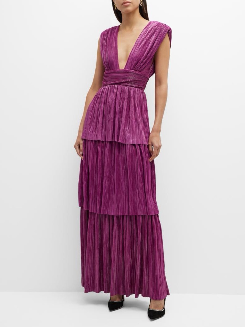 Sabina Musayev purple shimmery maxi dress size XL